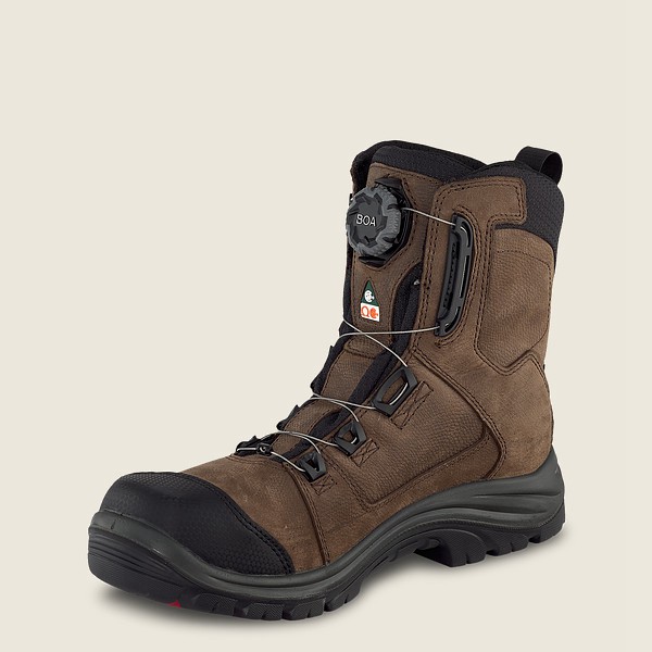 Red Wing Safety Boots Brown/Black - Mens Trades - 8-inch Boa® Waterproof Csa Toe - 7845-GQEPZ